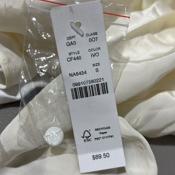 J. Crew cf440 Ivory Bungalow popover shirt in crepe de chine NWT size s - Picture 9 of 12